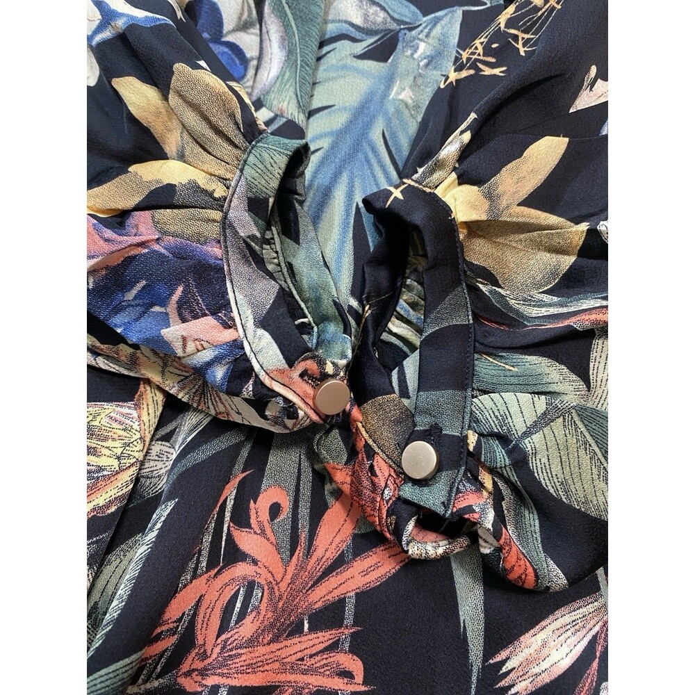 Miss Avenue Long Sleeve Black Floral Printed High Low Dress Size Medium Romantic - Picture 12 of 15